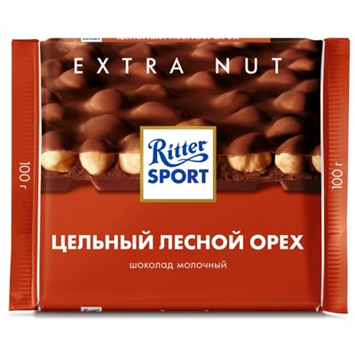 Шоколад  Ritter Sport Цельный лесной орех, темный шоколад 100гр - фото 15823
