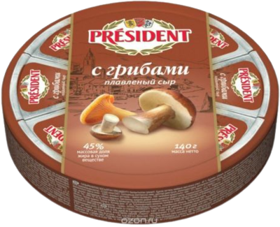 Сыр плавленный Президент с грибами 50 гр жир 45% - фото 15940