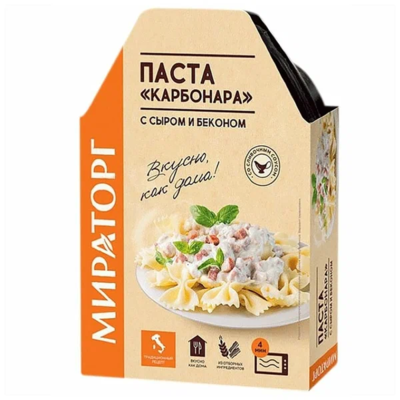 Паста Карбонара с сыром и беконом Мираторг 260гр - фото 20052