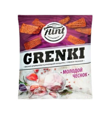 Гренки Flint ржаные со вкусом чеснока 100 гр. - фото 20443