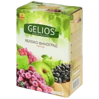 Нектар GELIOS Яблоко-виноград 40%, коробка+пакет с краником, 3л - фото 22955