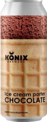 Пиво Konix ICE CREAM PORTER CHOCOLATE 7% тёмное, нефильтр. 0,45 ж/б, г.Заречное - фото 24091