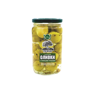 Оливки HiFood премиум с косточкой с пряными травами 350гр - фото 25071