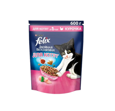Феликс Двойная Вкуснятина 600 гр сухой корм для котят курочка - фото 26098