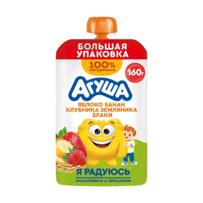 Пюре Агуша Клубника,земляника со злаками 160гр - фото 27573