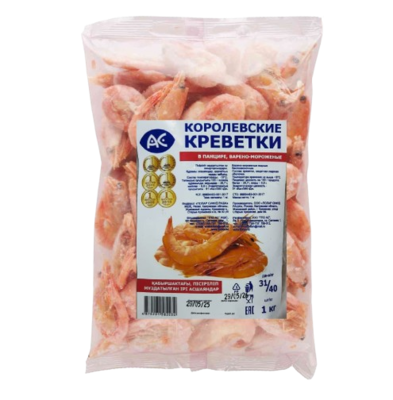 Креветки Королевские  31/40 в панцире в/м 1 кг АС - фото 27804