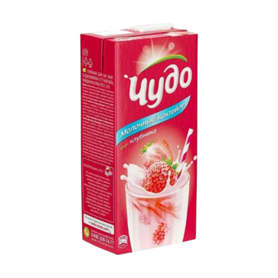 Молочный Коктейль Чудо 2% Клубника 0,960 л. - фото 28303