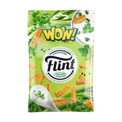 Сухарики Flint со вкусом сметана и зелень 190 гр. - фото 28526