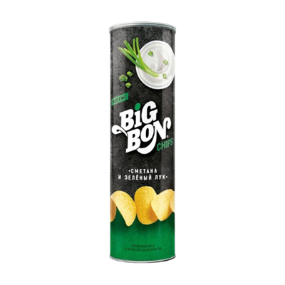 Чипсы BIGBON со вкусом Сметана и зеленый лук 130гр - фото 28529