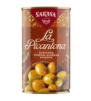 Оливки Sarasa La Picantona зеленые с косточкой ж/б 350 гр - фото 29348