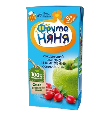 Сок ФрутоНяня Яблоко и шиповник осветлённый 0,2л - фото 29525