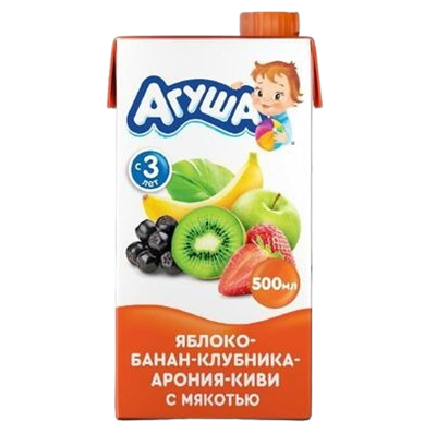 Сок Агуша с мякотью Яблоко Банан Клубника Арония Киви 0,5л - фото 29527