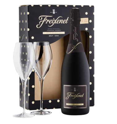 Вино игристое Freixnet Cordon Negro Magic Moment в коробке с бокалами Испания 0,75л  - фото 29694