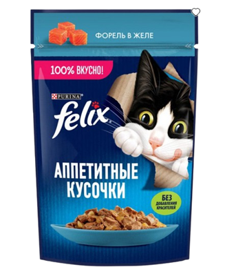 Корм Феликс кусочки в желе форель для кошек 75гр - фото 29710