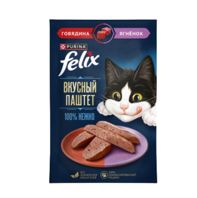 Корм Феликс паштет говядина, ягненок 75гр - фото 30177