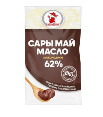 Масло Багратион шоколадное 62% флоу-пак 180гр - фото 30276