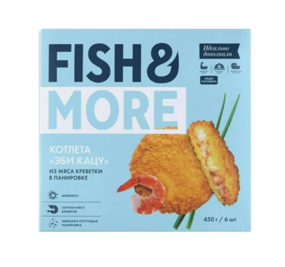 Котлета Fish & More из мяса креветки в панировке 450гр - фото 30659