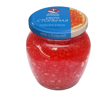 Икра Санта Бремор Стольная Имитированная лососевая красная ст/б 480гр  - фото 30684