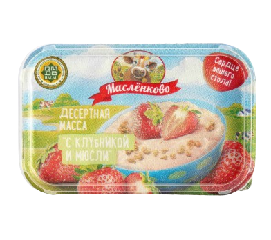 Десертная масса Масленково с клубникой и мюсли 350гр - фото 31024