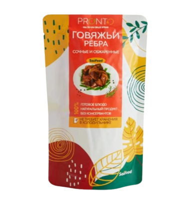 Ребра говяжьи PRONTO Sau Food сочные и обжаренные 150 гр    - фото 32017