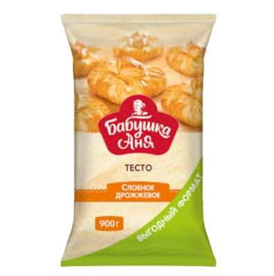 Тесто Бабушка Аня слоеное дрожжевое 900гр - фото 32367