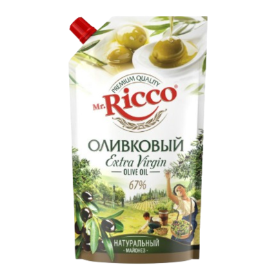 Майонез Mr Ricco Оливковый дой-пак 67% 400гр - фото 32896