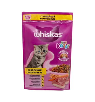 Сухой корм Вискас подушечки с индейкой и морковью 350гр - фото 32963