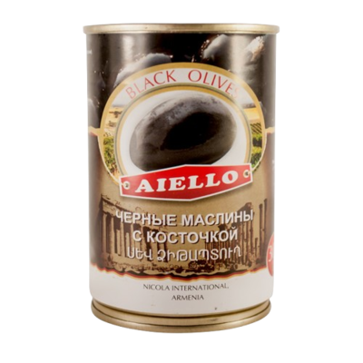 Маслины Aiello c косточкой ж/б 300гр - фото 33190