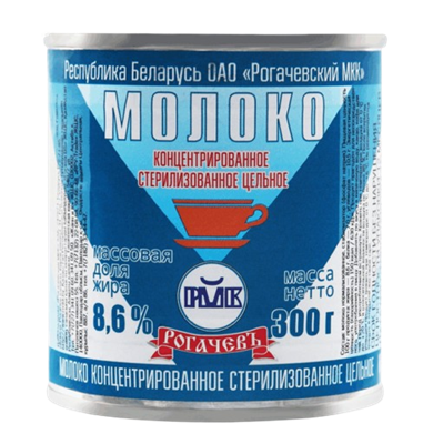 Молоко Рогачев концентрированное 8,6% 300гр - фото 34740