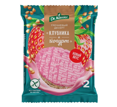 Злаковый десерт Dr. KORNER гречневый клубника и йогурт 34гр  - фото 35059