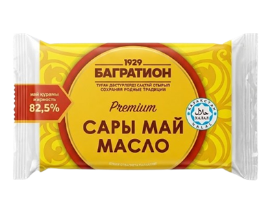 Масло Багратион Премиум Традиционное сладко-сливочное 82.5% флоу-пак 180гр - фото 36273