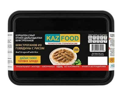 Бефстроганов KAZFOOD из говядины с рисом 350гр - фото 36970