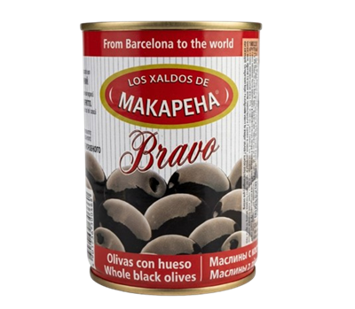 Оливки Makarena/BRAVO черные без косточек 314мл - фото 37527