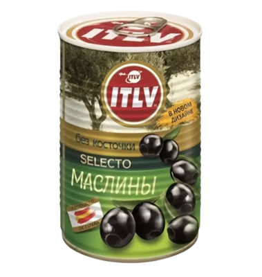 Маслины ITLV Selecto черные без косточек 425 мл - фото 37533