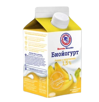 Биойогурт Восток Молоко с бананом жир 1,5% т/пак 0.45л - фото 37789