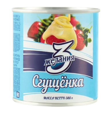 Молоко сгущеное Три Желания 8.5% 380гр - фото 37913