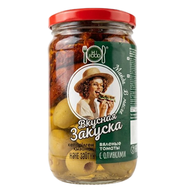 Вкусная закуска HiFood Вяленые томаты с оливками 350гр - фото 38053