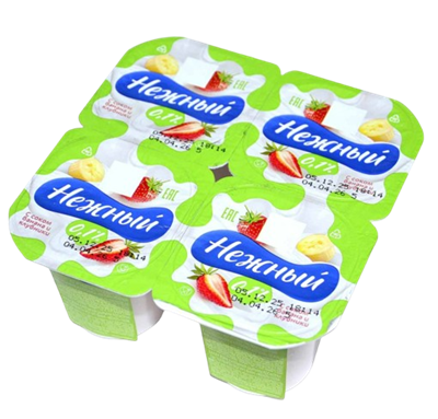 Йогурт Campina Нежный Лайт Банан-Клубника 0,1% 95гр - фото 38398