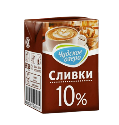Сливки Чудское озеро 10% 0,2л  - фото 38613