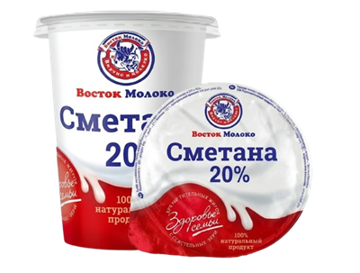 Сметана Восток Молоко жир 20% 380гр  - фото 38626