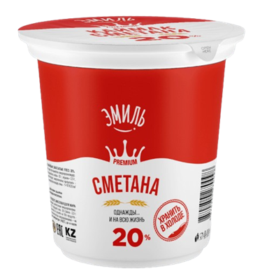 Сметана Эмиль  жир 20% 380гр - фото 38633