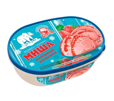 Мороженое Миша Йогурт с клубникой ванна 490гр - фото 38938