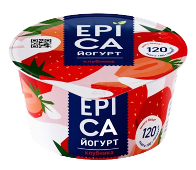Йогурт Epica с клубникой 4,8% 130гр - фото 39339