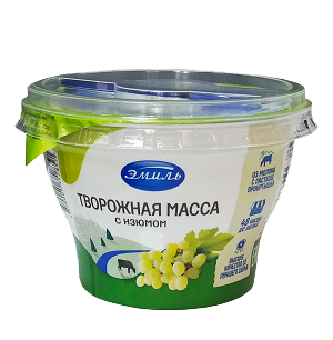 Творожная масса Эмиль с изюмом жир 4.5% 180гр. - фото 7003