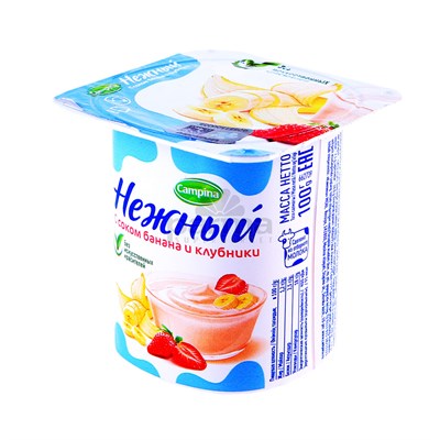 Campina Нежный 100гр жир 1,2% Банан-Клубника - фото 8911