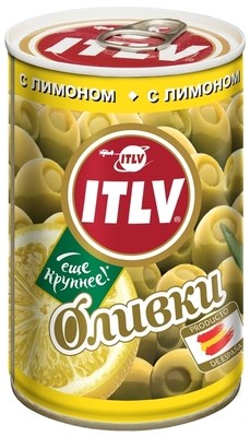 Оливки ITLV зеленые с лимоном 300 мл - фото 9180