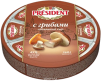 Сыр плавленный Президент с грибами 45% 50гр