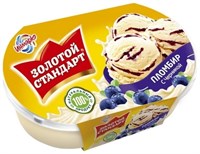Мороженое Золотой стандарт Пломбир черника 475гр ванна