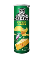 Чипсы Grizzly со вкусом сыра и лука 130гр тубус