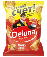 Снеки кукурузные Deluna Рожки со вкусом чили тако 85гр